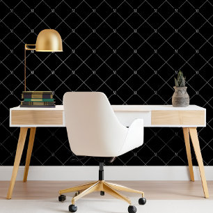 Papier Peint Motif de monogramme À damiers diagonale noire mini
