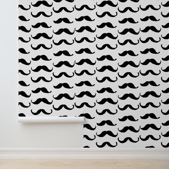 Papier Peint Motif de moustache noir et blanc (Application)