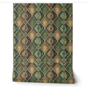 Papier Peint Motif de peau de serpent géométrique orné exotique