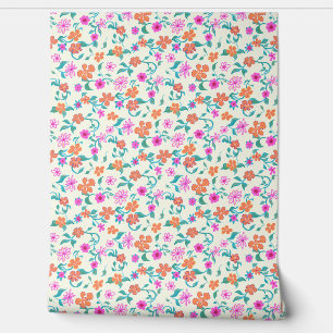 Papier Peint Motif de petites fleurs et vignes