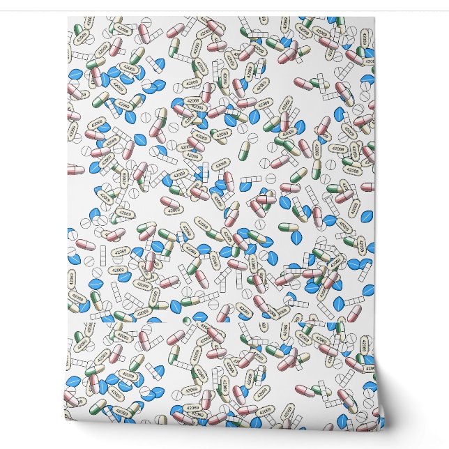 Papier Peint Motif de pilules saupoudrées (Déroulement)