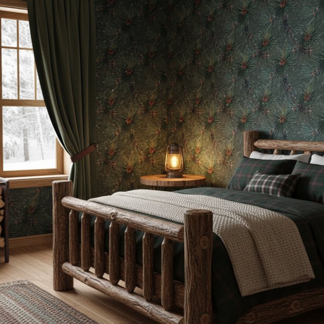 Papier Peint Motif de pin d'hiver rustique moderne (Créateur téléchargé)