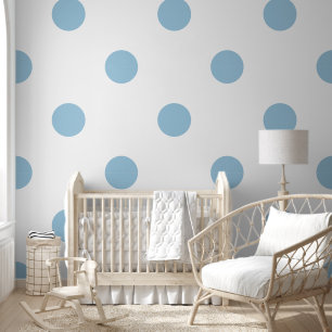 Papier Peint Motif de point Polka géant Couleur Pastel bleu