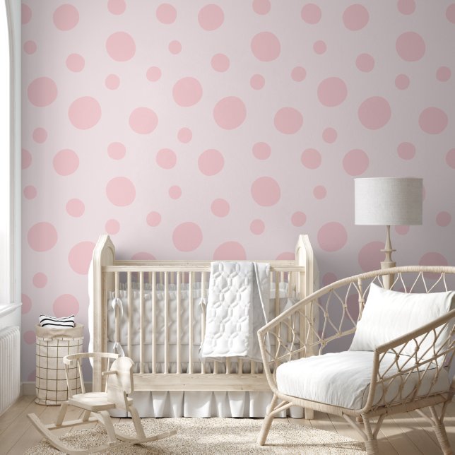 Papier Peint Motif de points rose clair (Enfants)