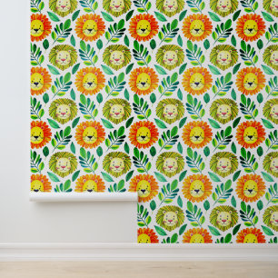 Papier Peint Motif de portrait de lion sans couture nouveau