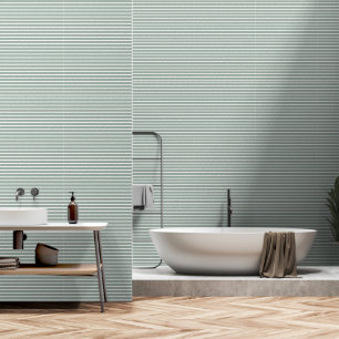 Papier Peint Motif de rayures géométriques vert sauge