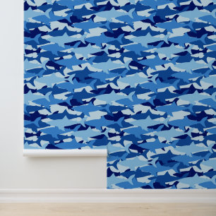 Papier Peint Motif de requin bleu Monogramme