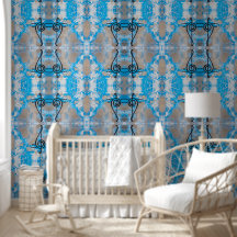motif de taille L vintage géométrique bleu et gris
