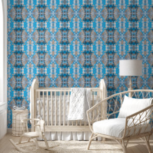 Papier Peint motif de taille L vintage géométrique bleu et gris