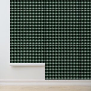 Papier Peint Motif de tissage noir vert
