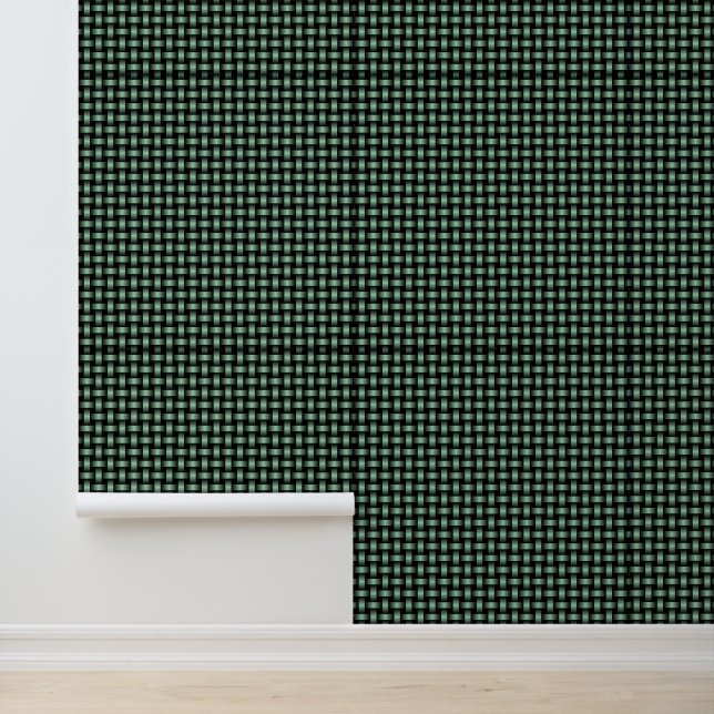 Papier Peint Motif de tissage noir vert (Application)