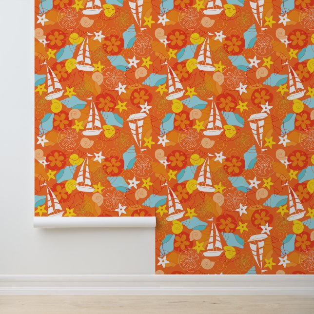 Papier Peint Motif de voilier tropical (Application)