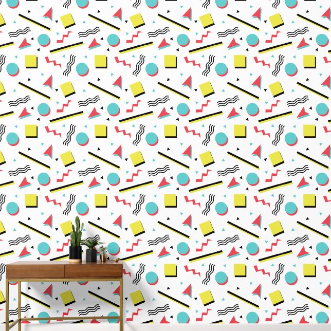 Papier Peint Motif des formes géométriques rétro 90s (Couloir)