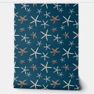 Papier Peint Motif d'étoile de mer Bleu de mer profond