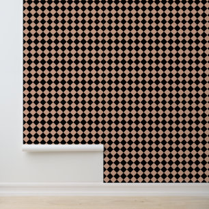 Papier Peint Motif diamant à carreaux rose et noir