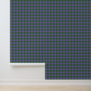 Papier Peint Motif diamant à carreaux violet vert
