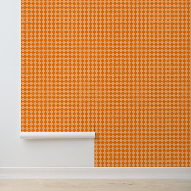Papier Peint Motif diamant Orange Checker (Application)