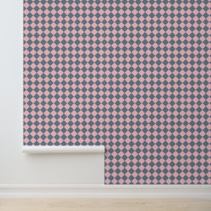 Papier Peint Motif diamant rose gris Checker