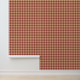Papier Peint Motif diamant rouge jaune Checker