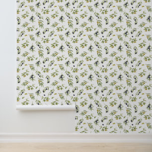 Papier Peint Motif d'olive aquarelle