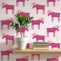 Motif d'orignal rose amusant
