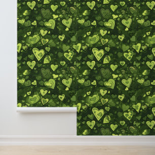 Papier Peint Motif du coeur vert