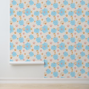 Papier Peint Motif Empreinte de patte d'inspiration océanique a