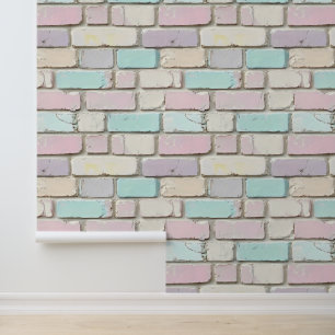 Papier Peint Motif en brique couleur rose pastel