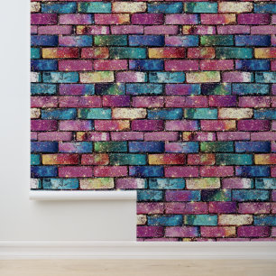 Papier Peint Motif en brique Parties scintillant violet
