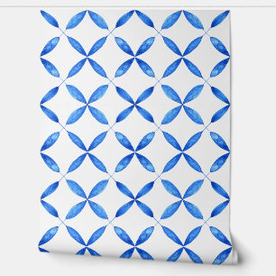 Papier Peint Motif en carreaux bleu méditerranéen