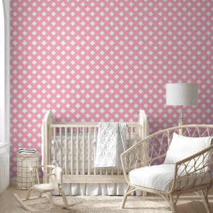 Papier Peint Motif en treillis chic rose et blanc
