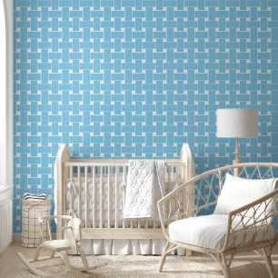 Papier Peint Motif entrelacé bleu et blanc