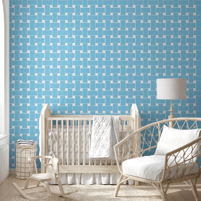 Papier Peint Motif entrelacé bleu et blanc (Enfants)