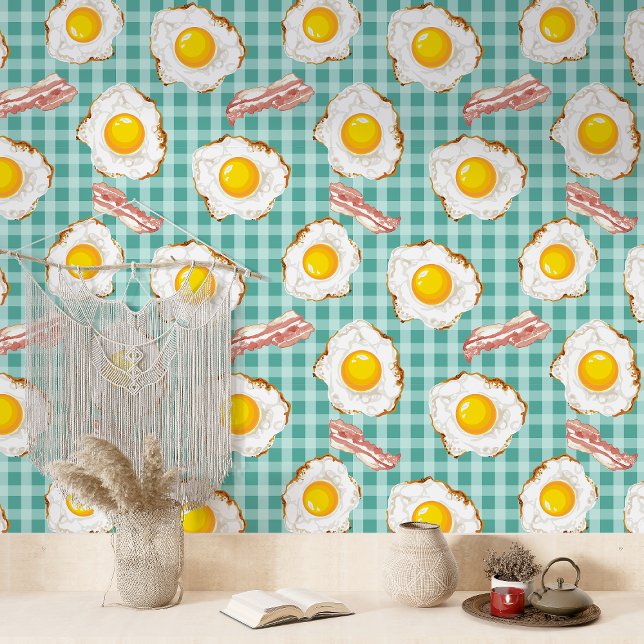Papier Peint Motif fantaisiste bacon et œufs (Créateur téléchargé)