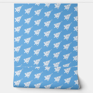 Papier Peint Motif Festive Blue Christmas Tree