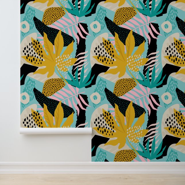 Papier Peint Motif Feuille de la forêt tropicale tropicale (Application)