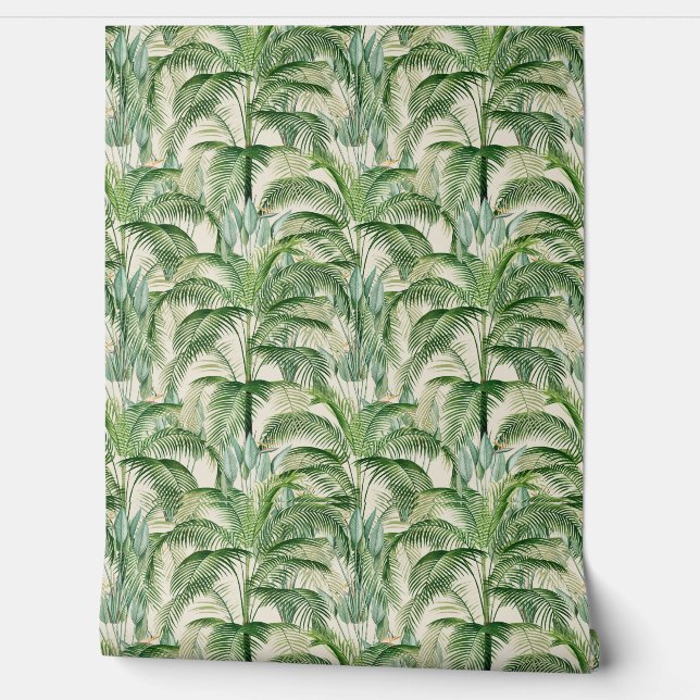 Papier Peint Motif Feuille de palme de feuillage tropical (Déroulement)