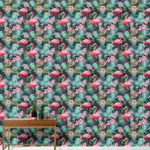Papier Peint Motif flamant rose carrelé mignon