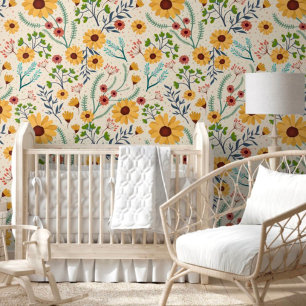 Papier Peint Motif Fleur sauvage floral mignon