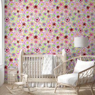 Papier Peint Motif floral coloré dessiné à la main Floral