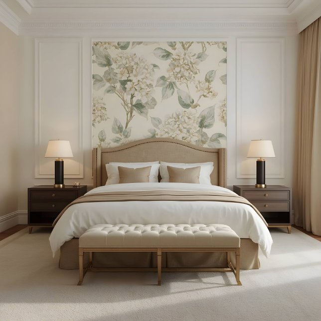 Papier Peint Motif floral d'hydrangea blanc doux (Créateur téléchargé)