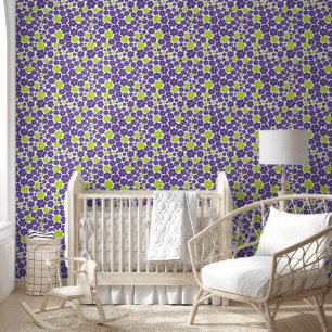 Papier Peint Motif floral en vert citron et violet