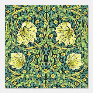 Papier Peint Motif floral Pimpernel et feuillage de tulipe doré
