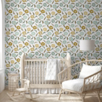 Motif floral rétro vert de tige