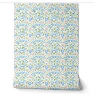 Papier Peint Motif floral rose bleu