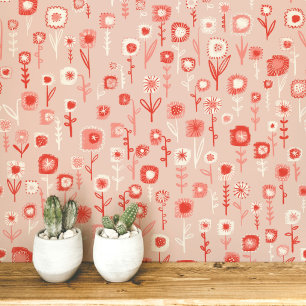 Papier Peint Motif floral rose rétro amusant
