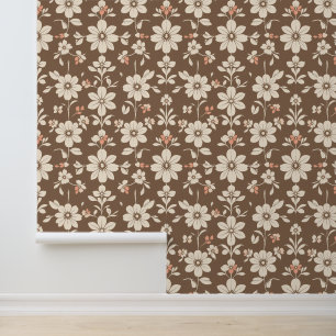 Papier Peint Motif floral rustique avec tons terre