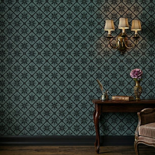 Papier Peint Motif floral sarcelle moderne classique