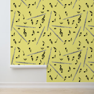 Papier Peint Motif Flute Music Note