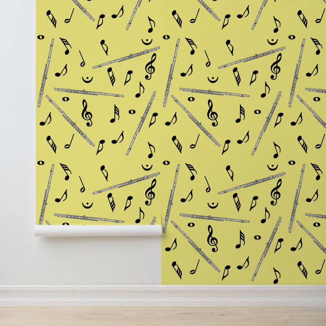 Papier Peint Motif Flute Music Note (Application)